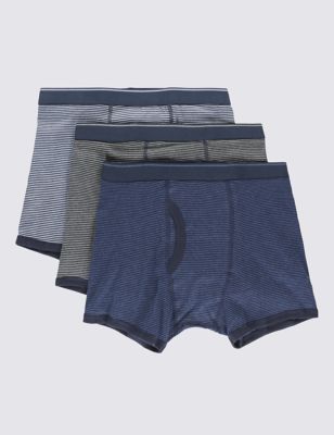 3 Pack Pure Cotton Cool & Fresh&trade; Feeder Striped Trunks